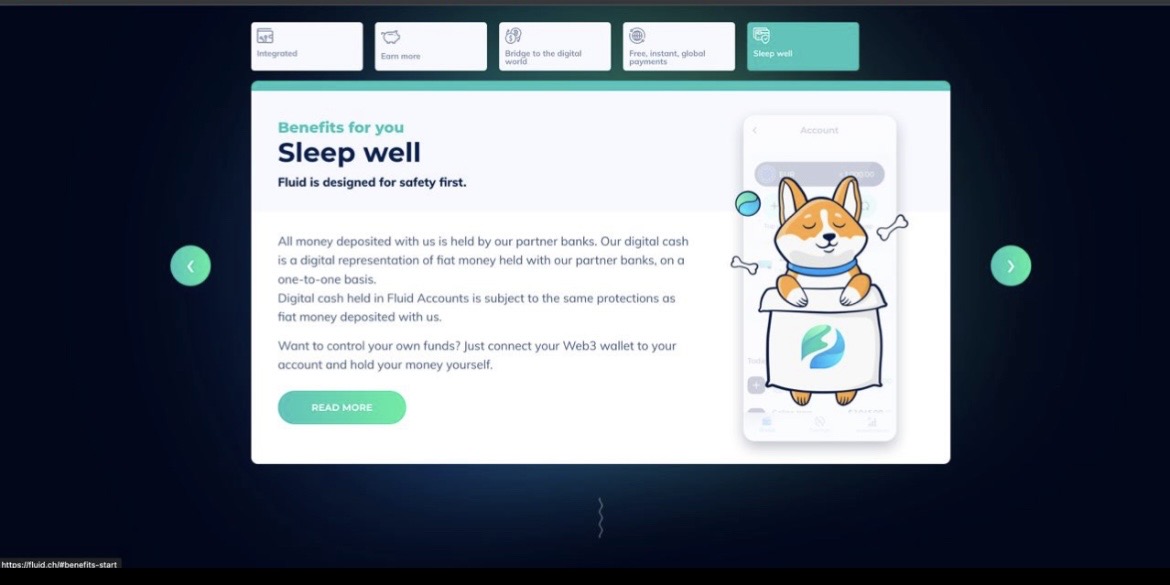 Product marketing site designed for Fluid Finance