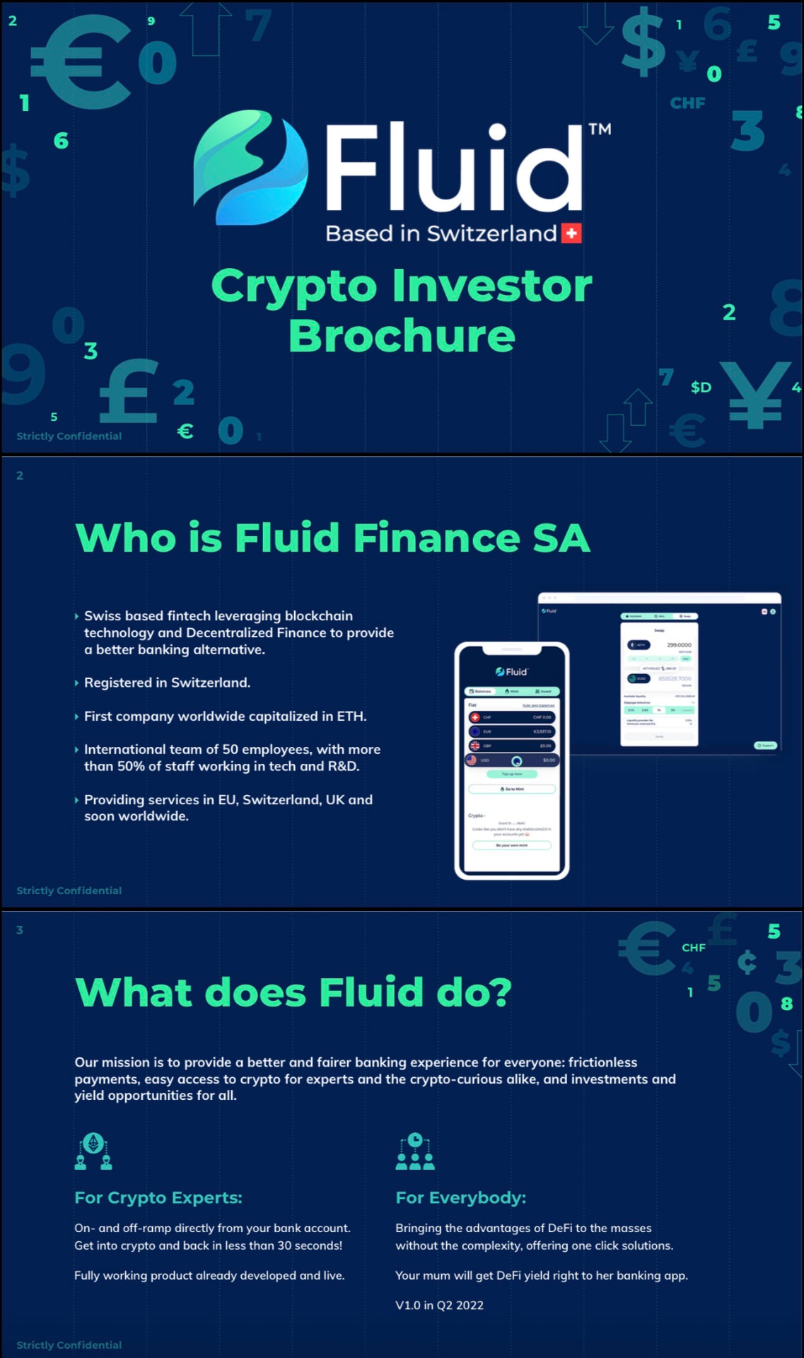 Crypto investor brochure designed for Fluid Finance